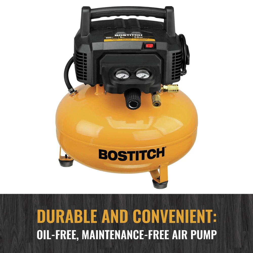Bostitch BTFP02012 0.8 HP 6 Gallon Oil-Free Pancake Air Compressor - Image 3