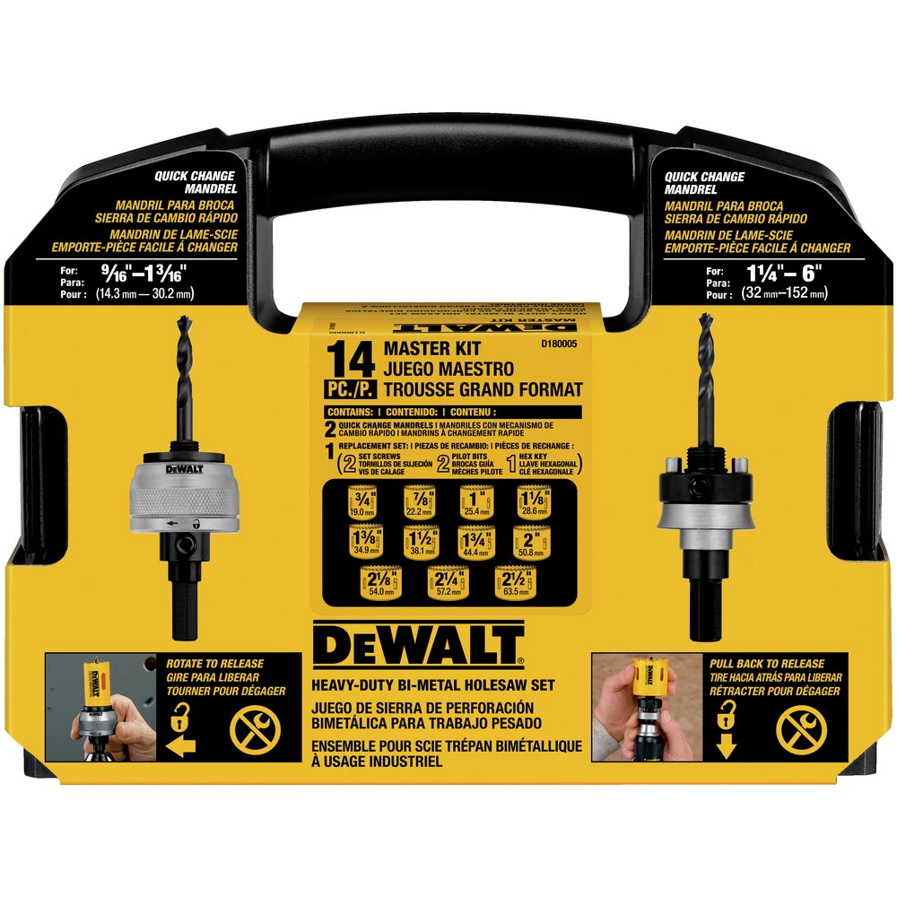 Dewalt D180005 13-Piece Master Bi-Metal Hole Saw Kit - Image 3
