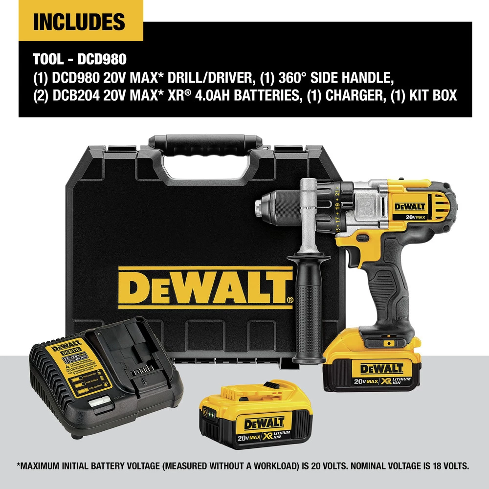 Dewalt DCD980M2 20V MAX Lithium-Ion Premium 3-Speed 1/2 In. Cordless Drill Driver Kit (4 Ah) - Image 2