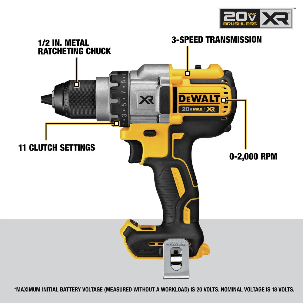 Dewalt DCD991B 20V MAX XR Lithium-Ion Brushless 3-Speed 1/2 In. Cordless Drill Driver (Tool Only) - Image 4
