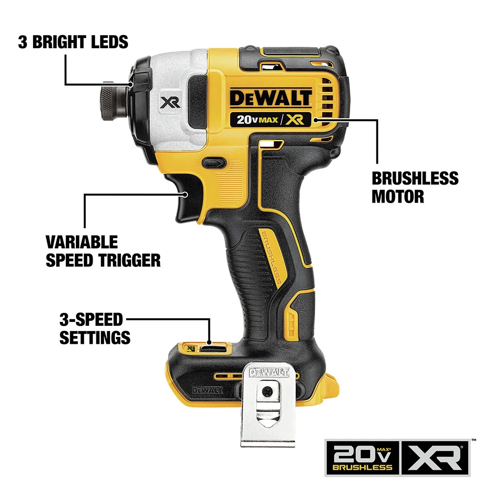 Dewalt DCF887P1 20V MAX XR Brushless Lithium-Ion 1/4 In. Cordless 3-Speed Impact Driver Kit (5 Ah) - Image 3