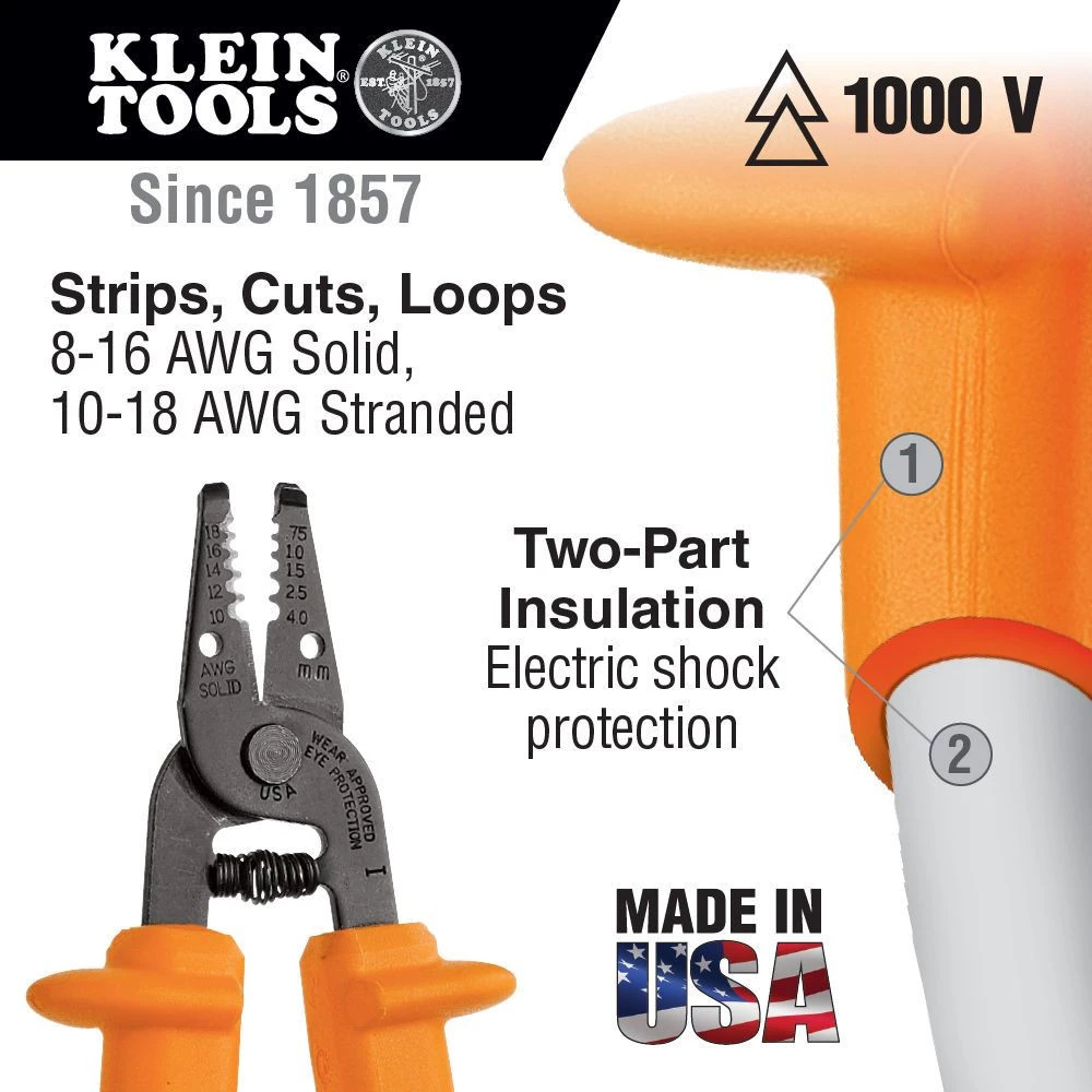 Klein Tools 11045-INS Insulated Wire Stripper And Cutter - Image 5