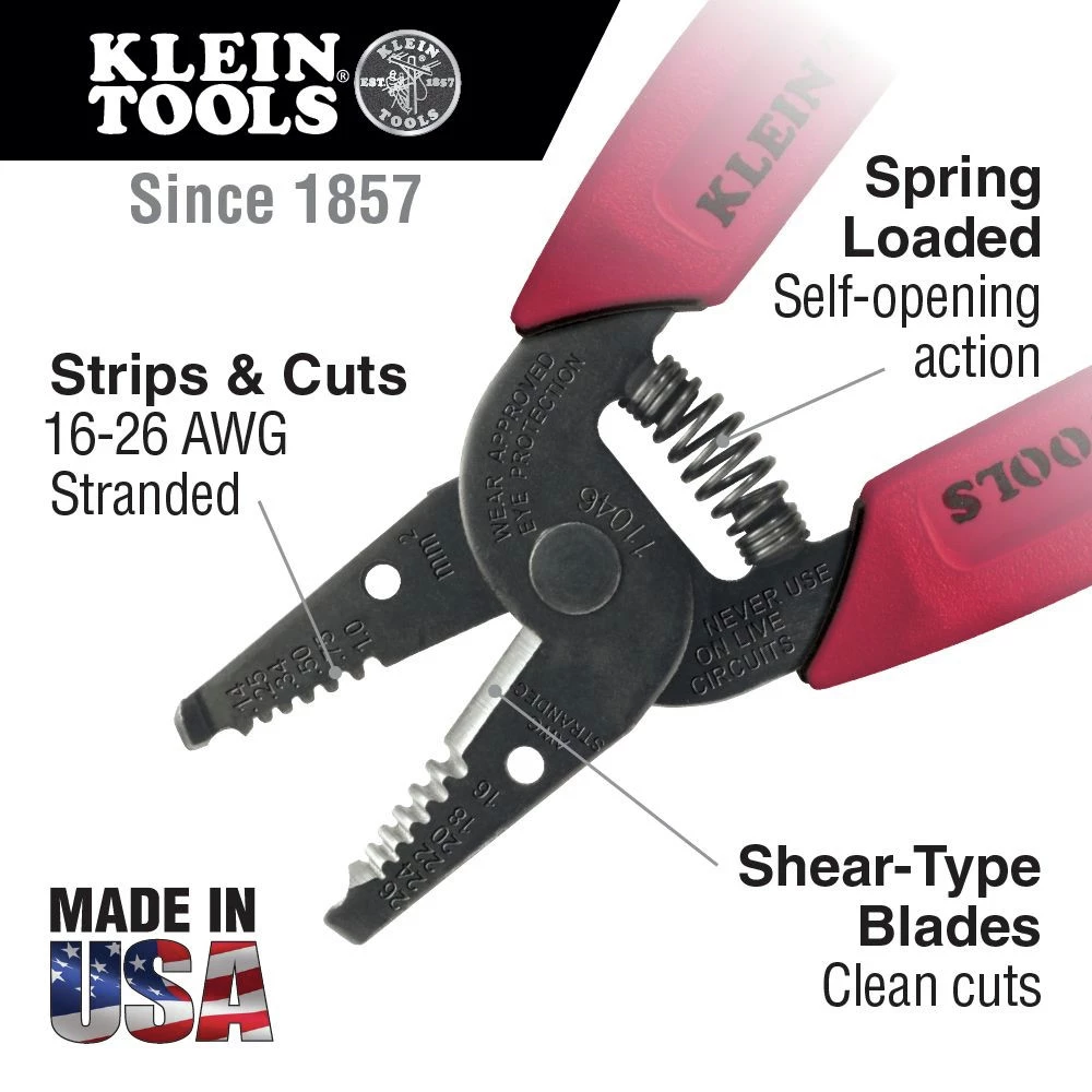 Klein Tools 11046 16 - 26 AWG Stranded Wire Stripper/Cutter - Image 2