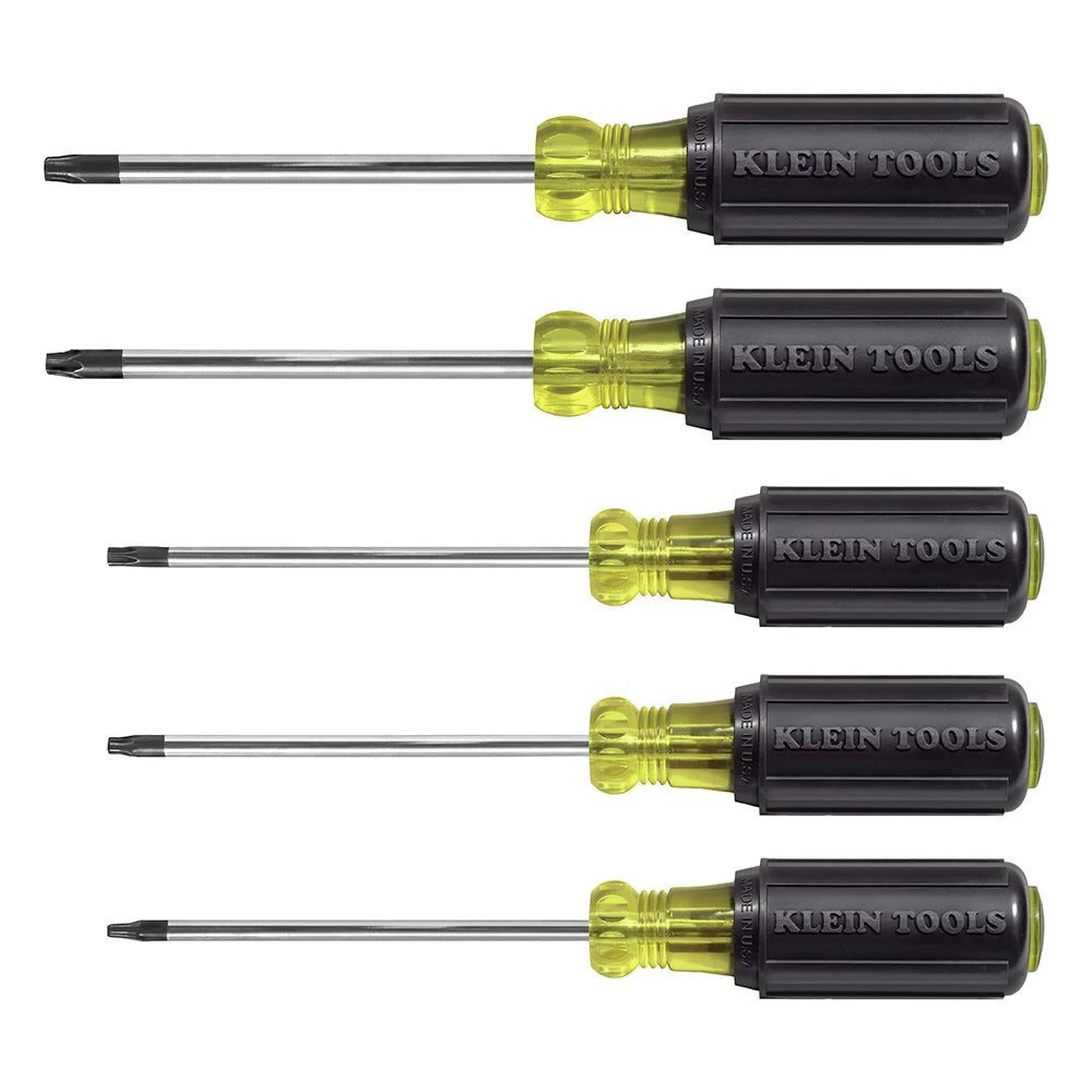 Klein Tools 19555 5-Piece TORX Cushion Grip Screwdriver Set With T15, T20, T25, T27 And T30 Tip Sizes