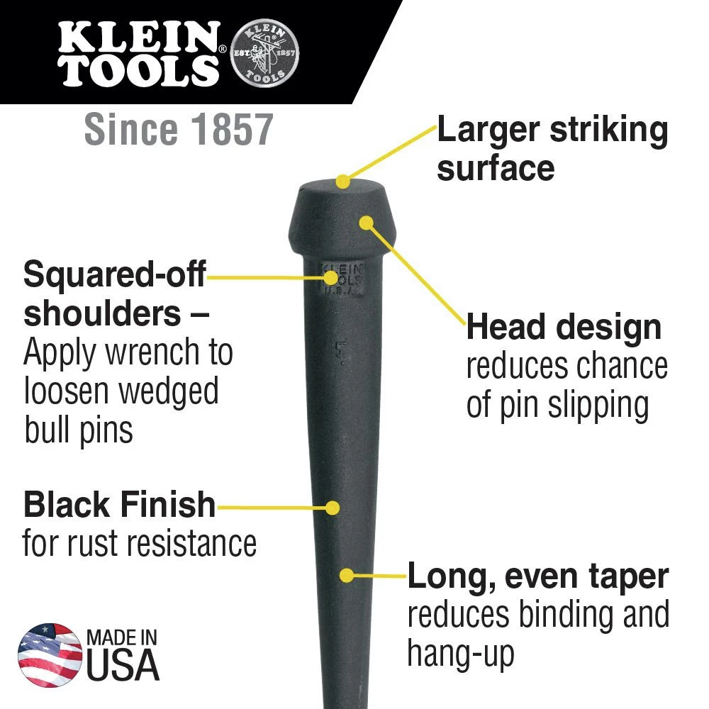 Klein Tools 3255 1-1/4 In. X 13 In. Broad-Head Bull Pin - Image 4