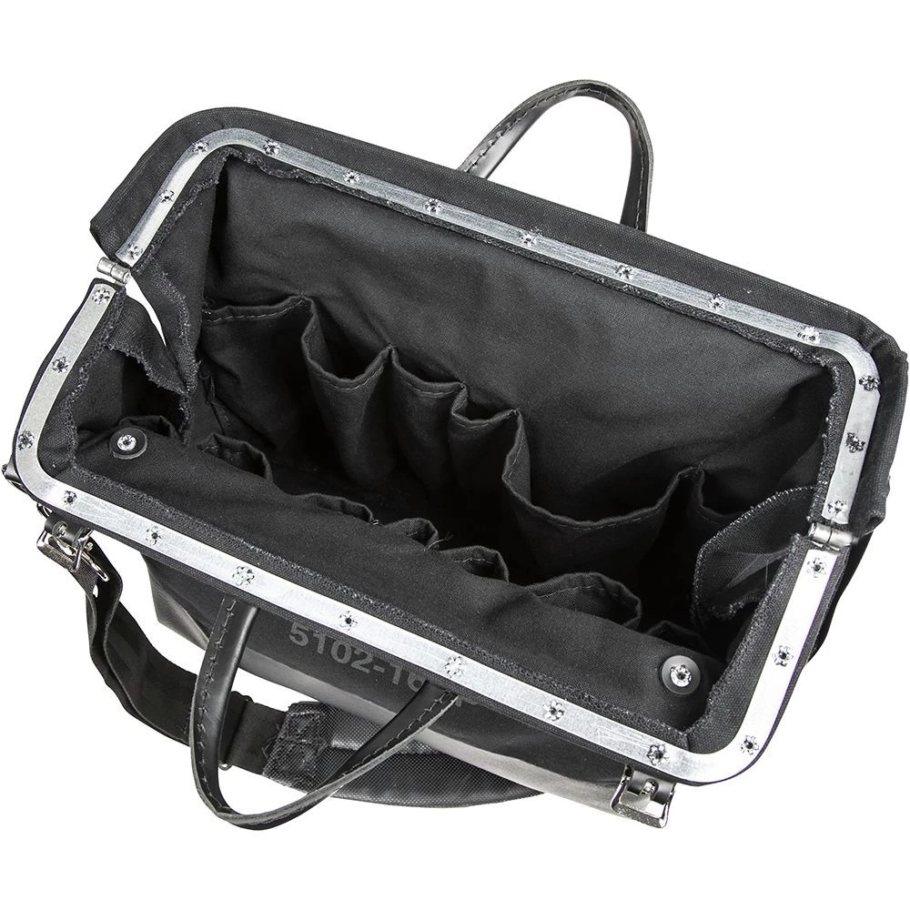 Klein Tools 510216SPBLK 16 In. Deluxe Canvas Tool Bag - Large, Black - Image 2