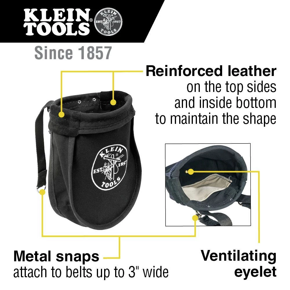 Klein Tools 51A 9 In. X 3.5 In. X 10 In. Nut And Bolt Canvas Tool Pouch - Black - Image 2