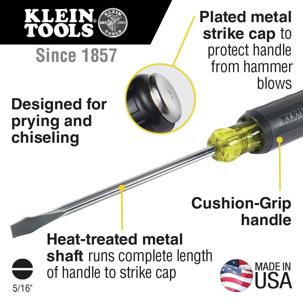 Klein Tools 602-7DD 7 In. Shank Keystone 5/16 In. Slotted Demolition Driver - Image 5