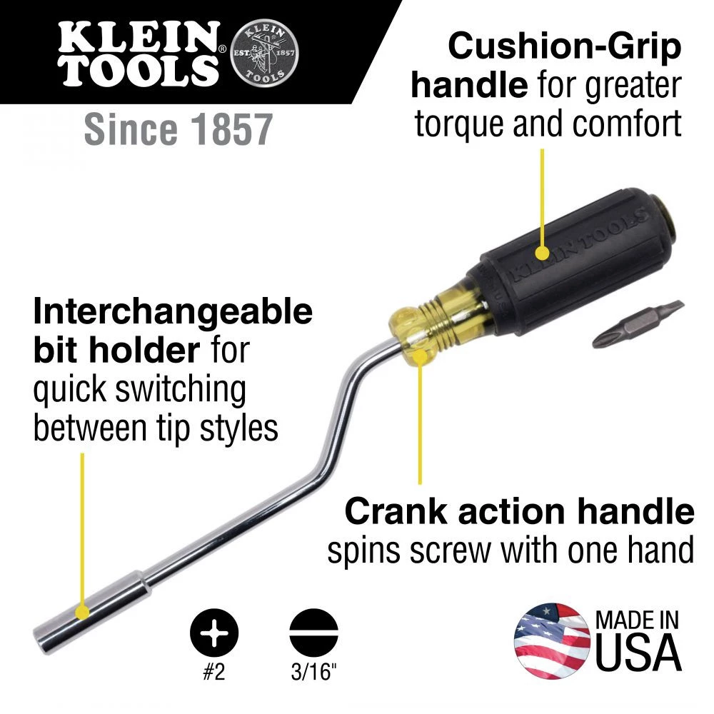 Klein Tools 67100 2-in-1 Rapi-Drive Multi-Bit Screwdriver - Image 2