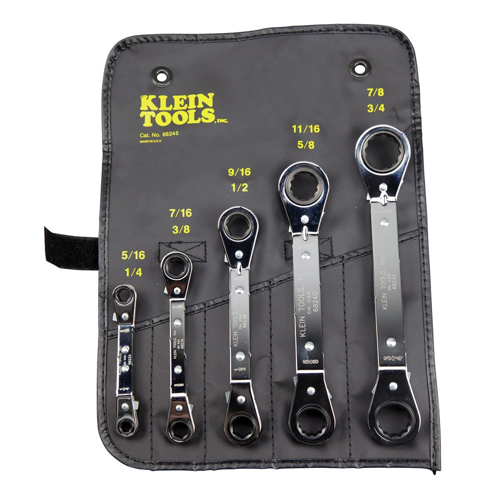 Klein Tools 68245 5-Piece Reversible Ratcheting Box Wrench Set - Black - Image 3