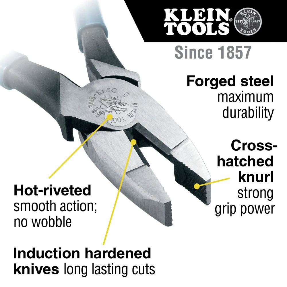 Klein Tools D213-8NE 8 In. Lineman's High-Leverage Pliers - Image 2