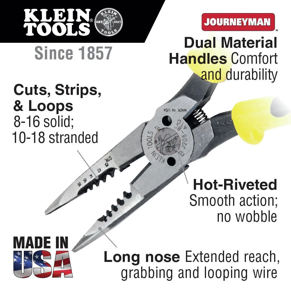 Klein Tools J206-8C All-Purpose Spring Loaded Long Nose Pliers - Image 7