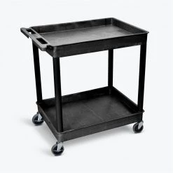 Luxor TC11 400 Lbs. Capacity 2 Shelf Plastic Utility Cart - Black